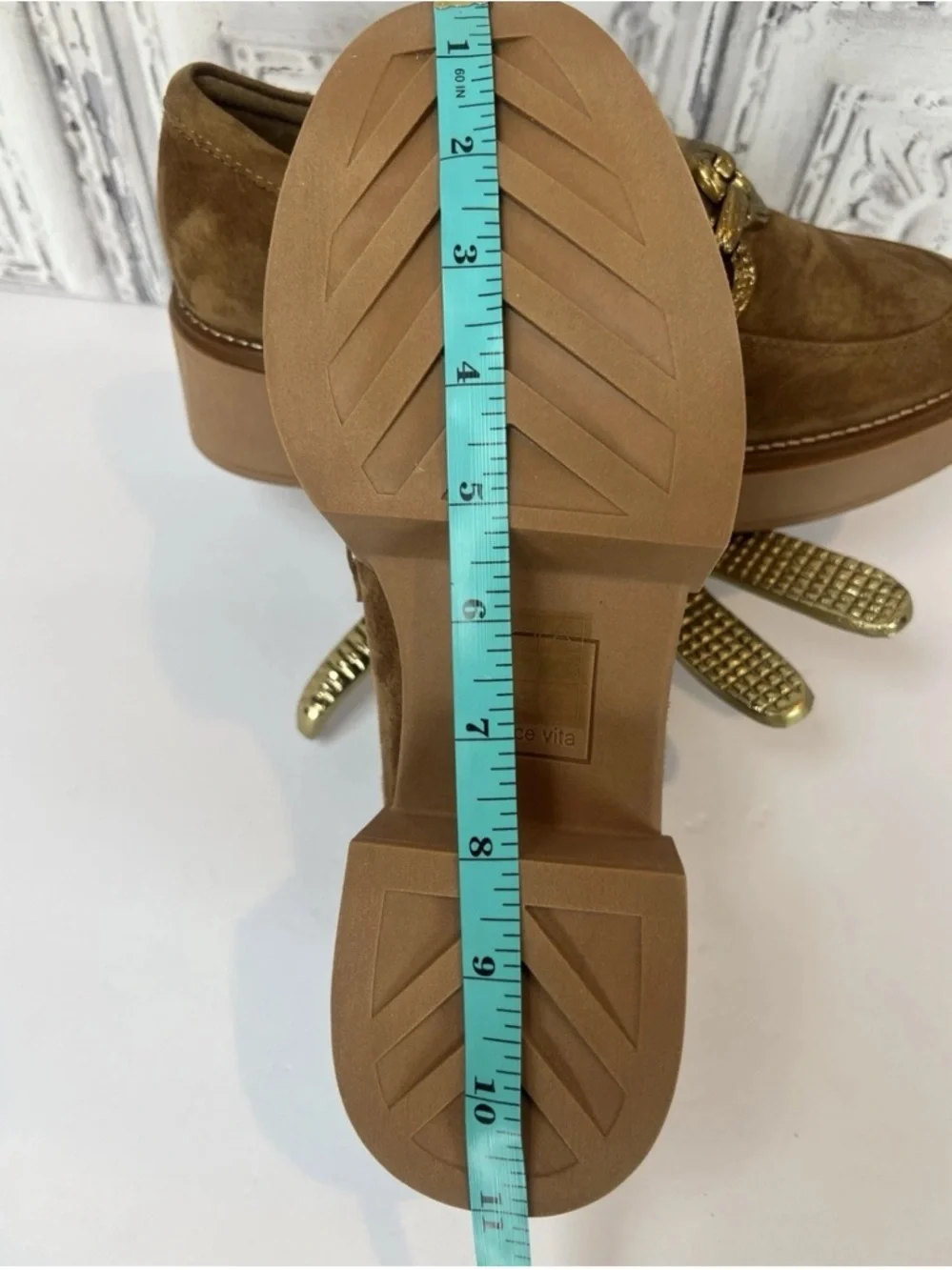 🆕 DOLCE VITA women's sheena loafers chestnut brown suede chain detail 7.5
